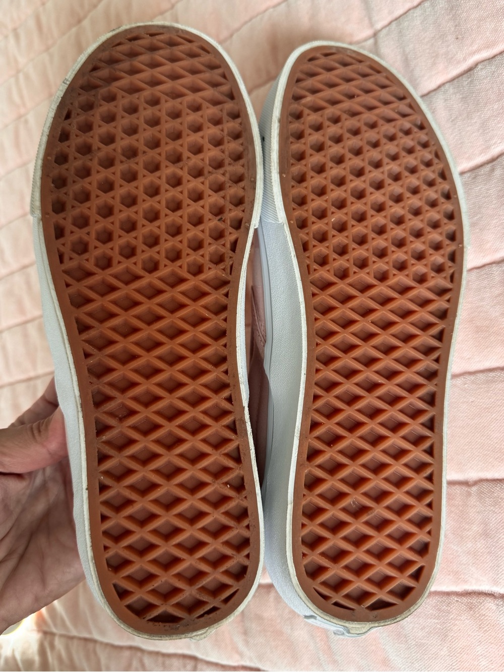 Vans Classic Slip-On Satin Checkerboard Blush Pink Sneakers Women’s Size 9 - Picture 3 of 3